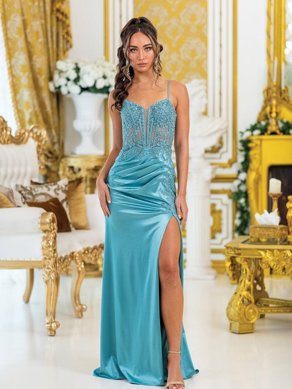 NEW SAGE Evening Gown Floor Length Formal Elegant Stunning 4523